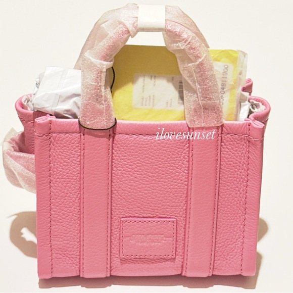 {Marc Jacobs} Mini Leather Tote Handbag - #666 PETAL PINK - Crossbody Bag - Picture 9 of 10